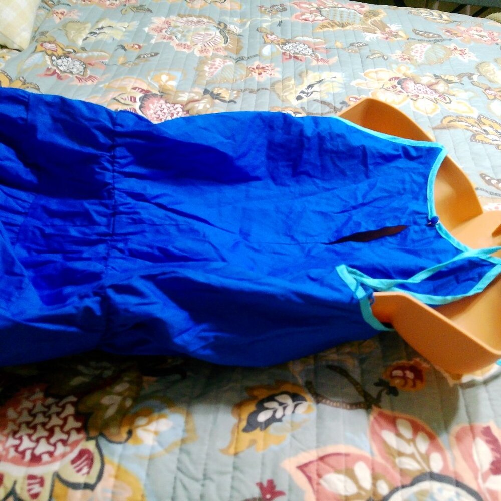 LONDON TIMES BLUE DRESS SIZE MED LONG PEASANT DRESS - Picture 5 of 5